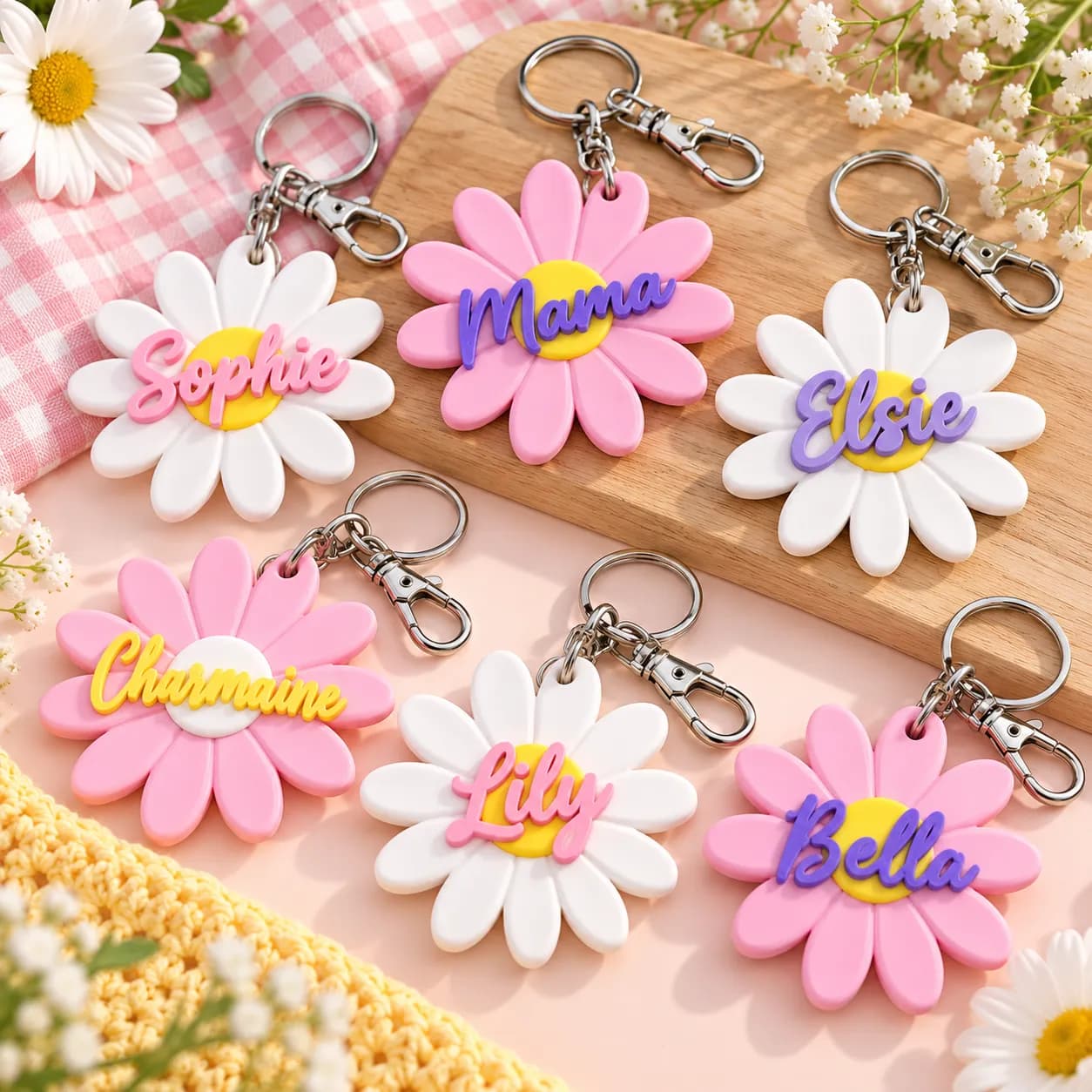 Daisy Flower Keychain