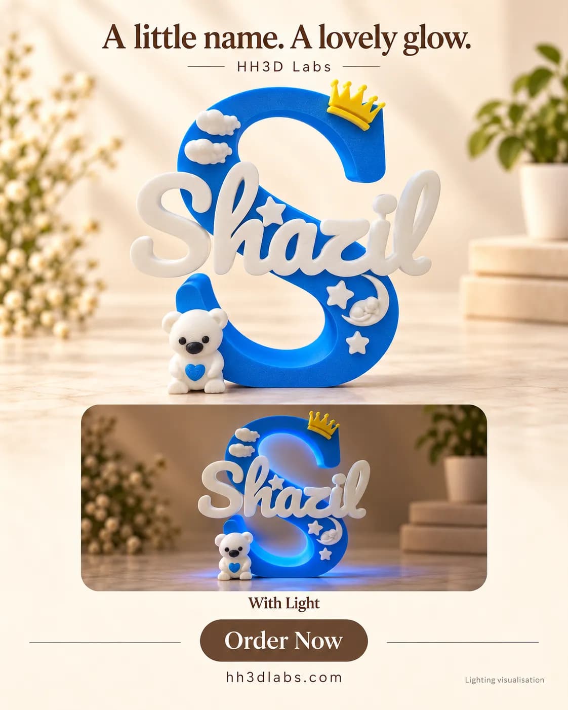 Personalized Initial Name Stand with LED Light