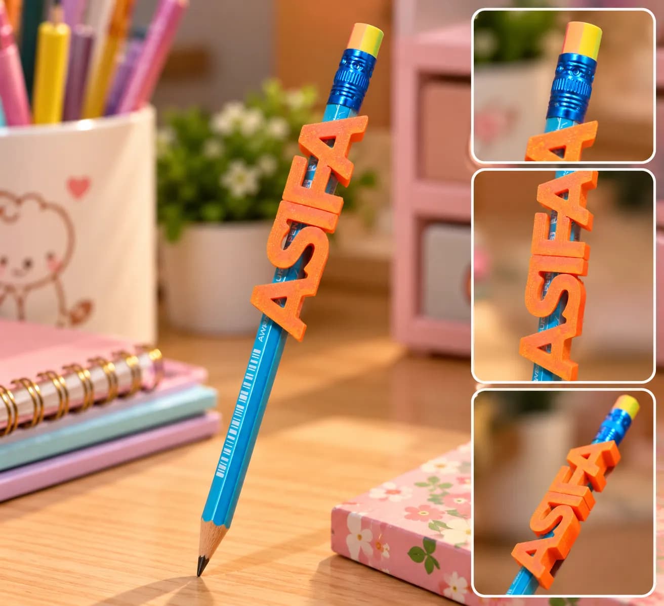 Bold 3D Slide-On Name Pencil Topper