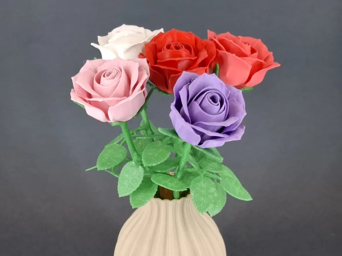 Printed Rose Bouquet — 3 Stems