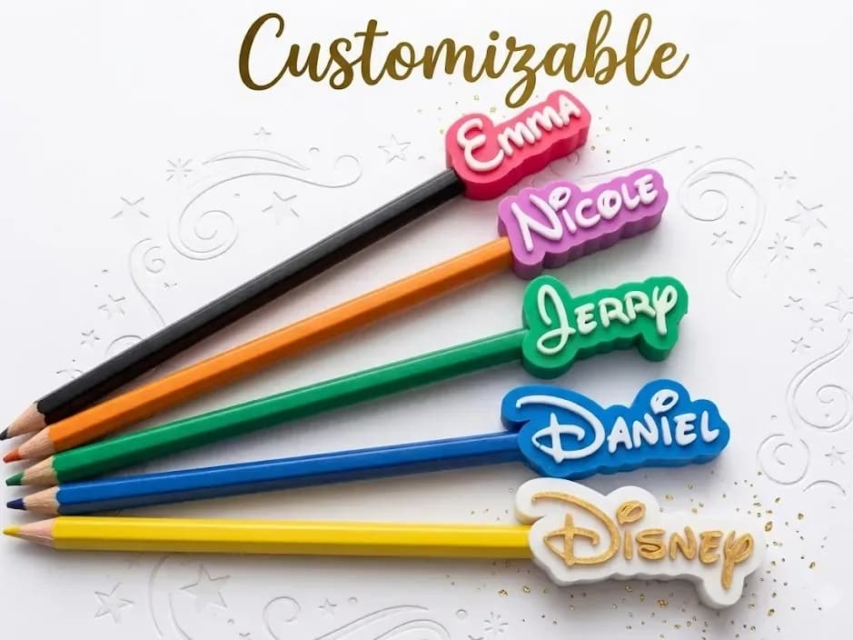 Designer 3D Name Pencil Topper with Pencil