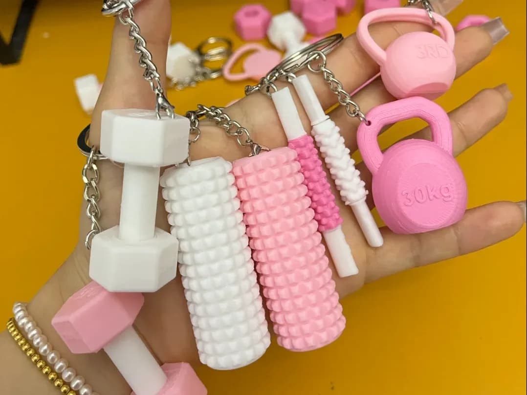 Mini Dumbbell Keychain