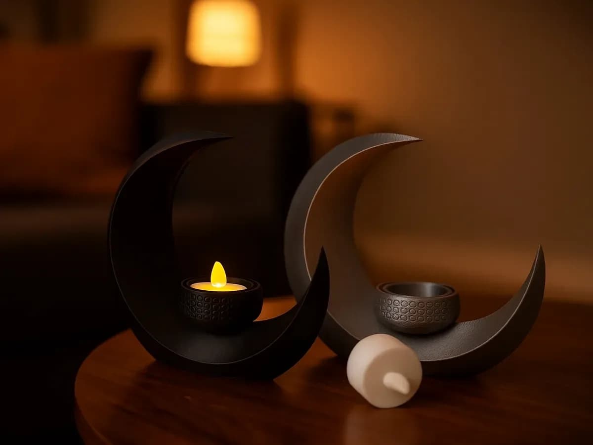 Crescent Display with LED Tea Light